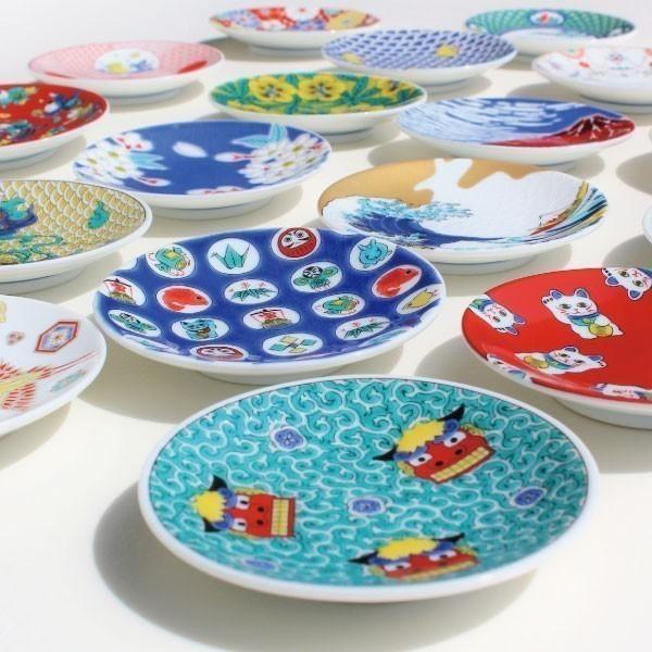 九谷焼 縁起豆皿 まめ皿 青郊窯 プレート 波 なみ 開運 人気 おすすめ