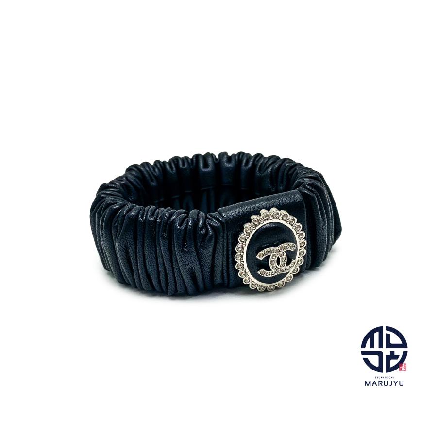 CHANEL シャネル ブラック ヘアバンド ココマーク/ラインストーン