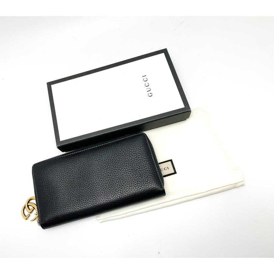 GUCCI（グッチ） GGマーモント 黒 ブラック カーフ ラウンドファスナー
