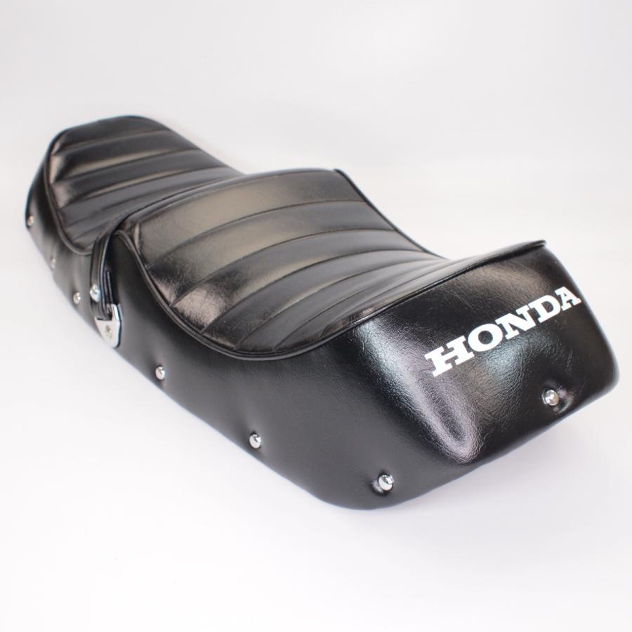 新品1975-77年 CB400F 黒 タックロール カスタムシート 白ロゴ