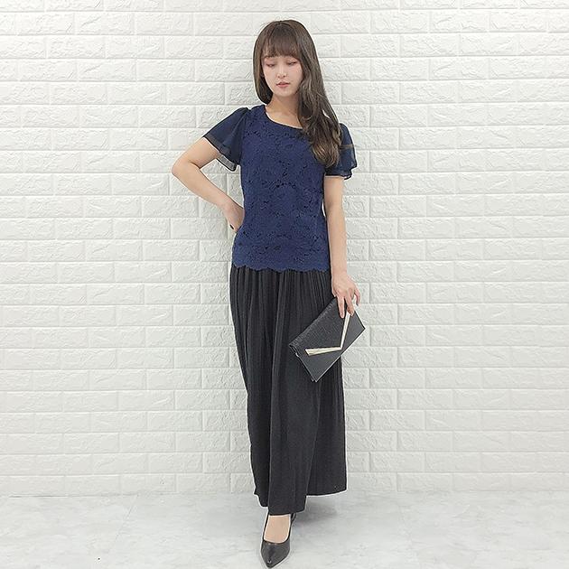 Lace Ladies（レースレディース） シフォン レース ブラウス 半袖