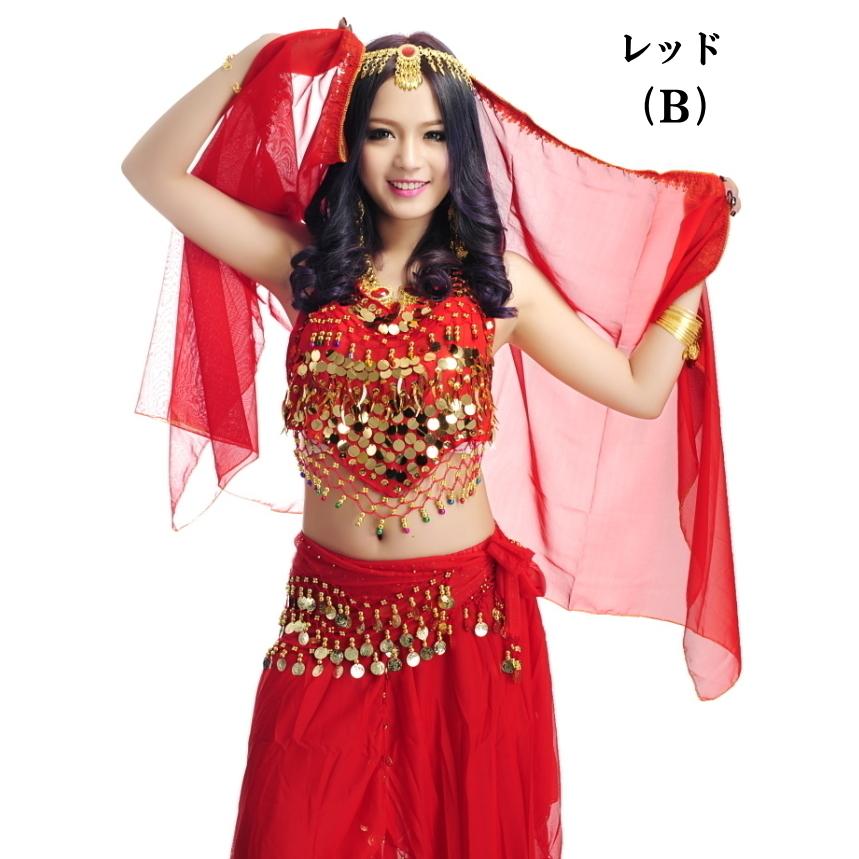 ヘッドベール ベリーダンス衣装【レッド】アラビアン ダンス