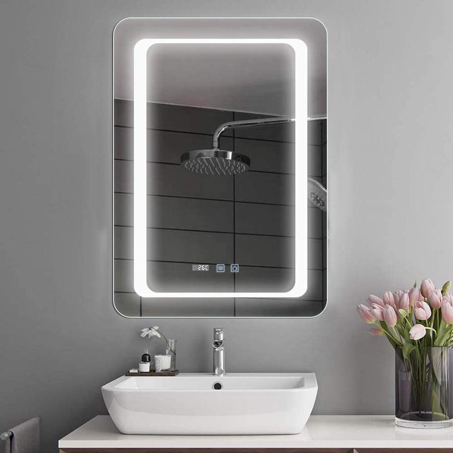 改良】 LEDミラー 50*70cm ウォールミラー 飛散防止加工 壁掛けミラー