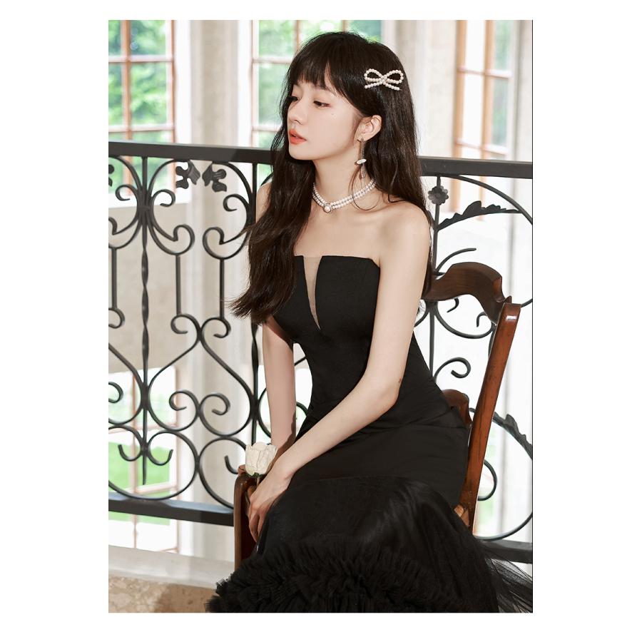 カラードレス ロングドレス マーメイドドレス ブラック ビスチェ