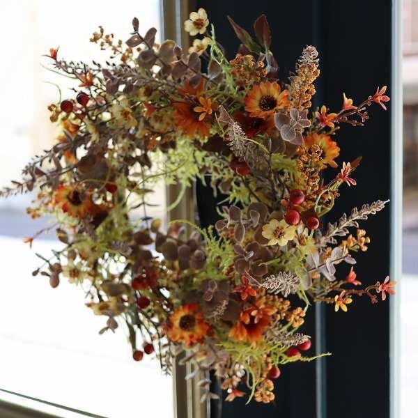 misuzu073or アンティーク ドライフラワー風 玄関リース ガーデン