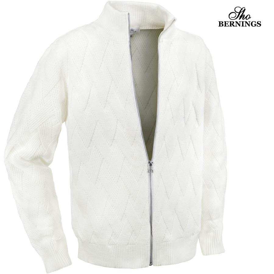 Bernings sho ニット ジャケット バスケット柄 スタンドカラー