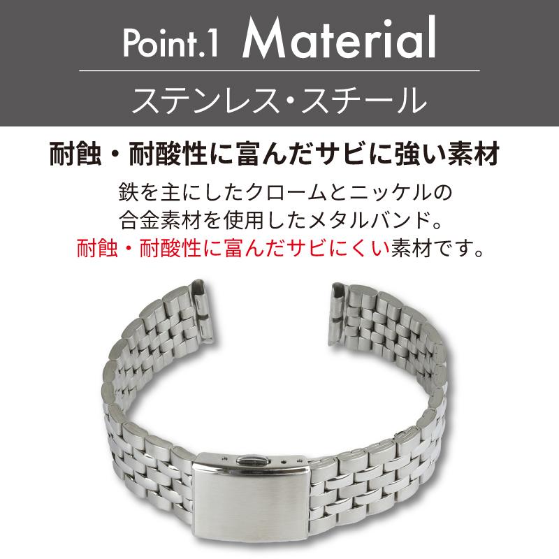 時計ベルト 交換 ステンレス 18mm 19mm 20mm シルバー メタル