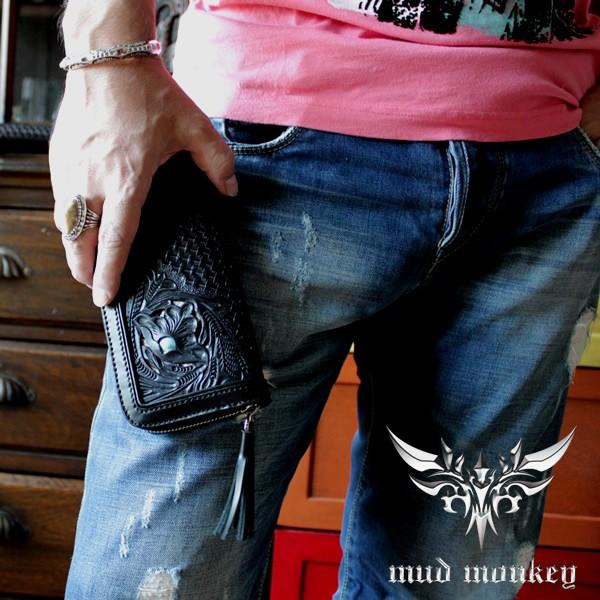 バイカーズウォレット 長財布 カービングウォレット ラウンド