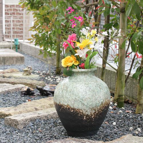 ポイント8倍]信楽焼 大きな 花瓶 白窯変 鯉口 13号 おしゃれ 大壺 つぼ