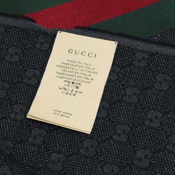 王道】GUCCI GGパターン シルク混マフラー シェリーライン 黒 緑 赤