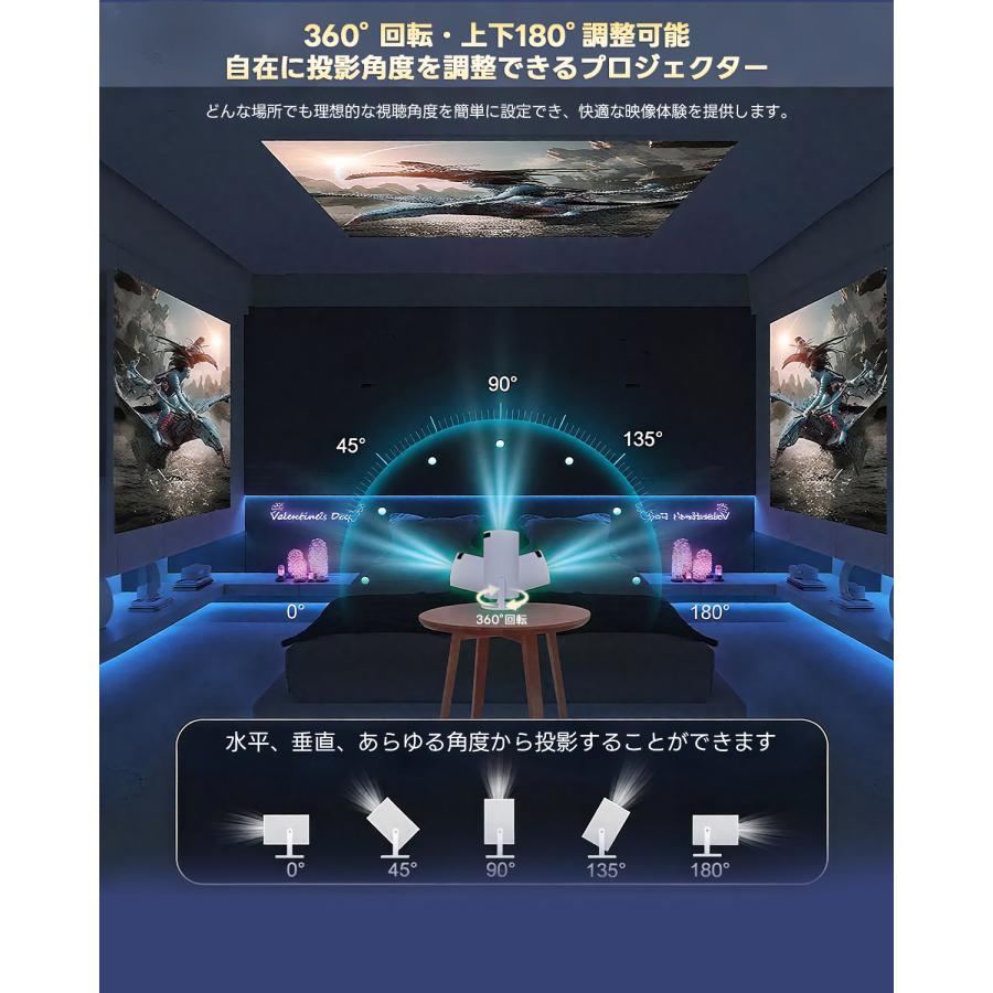 プロジェクター 軽量 本体 家庭用 天井投影 小型 270度回転 Android