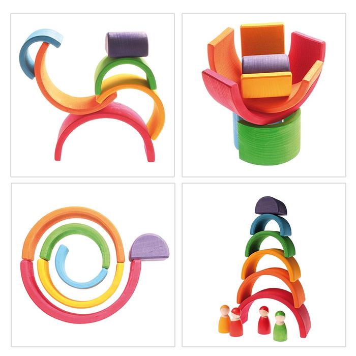 グリムス社 アーチレインボー 小 虹色 トンネル 積み木 木のおもちゃ