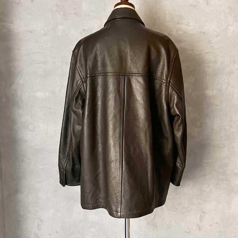 J.CREW（ジェイクルー） 90'S J.CREW Leather Car Coat BROWN/L 90年代