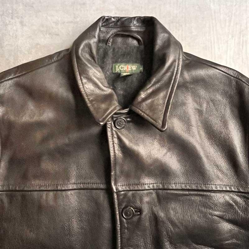 J.CREW（ジェイクルー） 90'S J.CREW Leather Car Coat BROWN/L 90年代