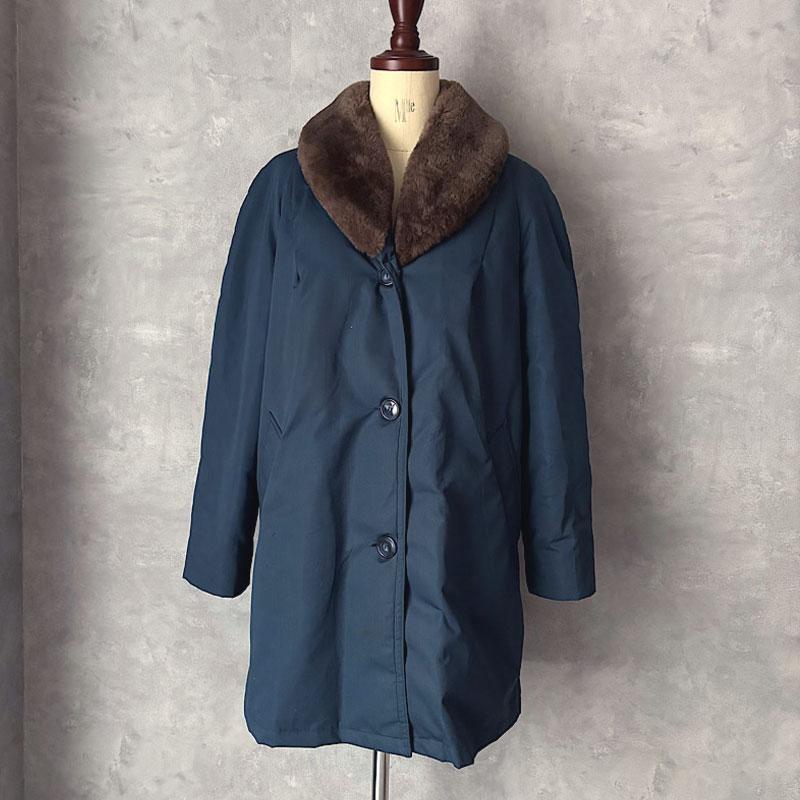 60-70'S EDDIE BAUER FUR DOWN COAT 14/NAVY 60-70年代 エディー