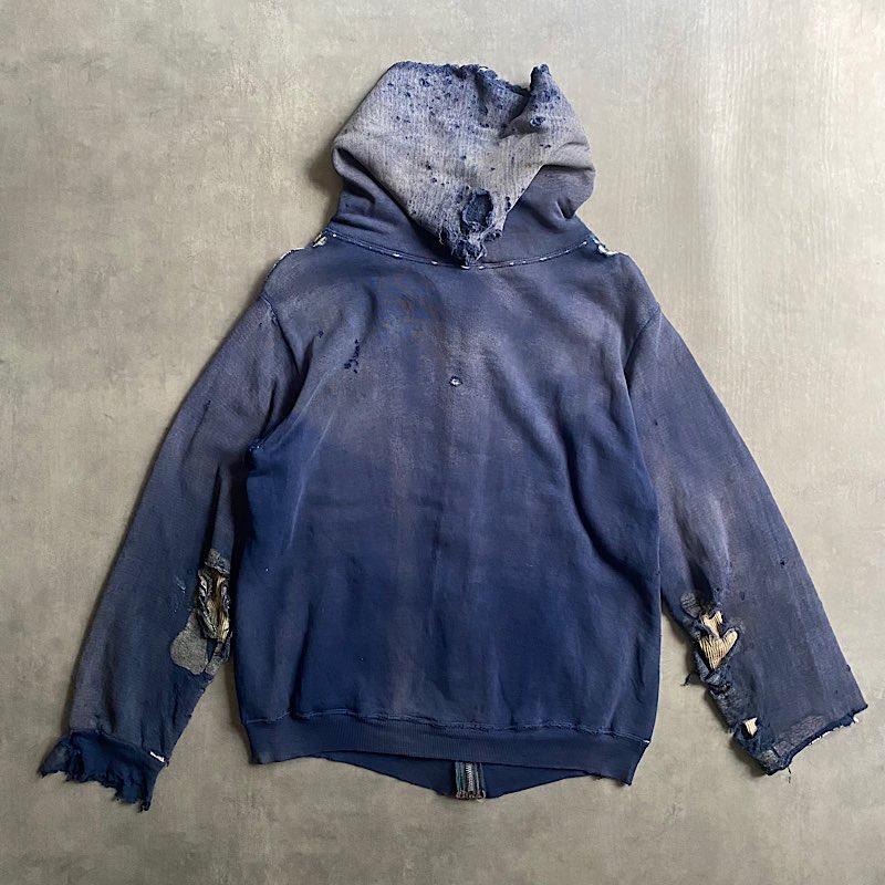 60'S MAYO SPRUCE DESTROYED ZIP UP SWEAT HOODIE NAVY/L 60年代