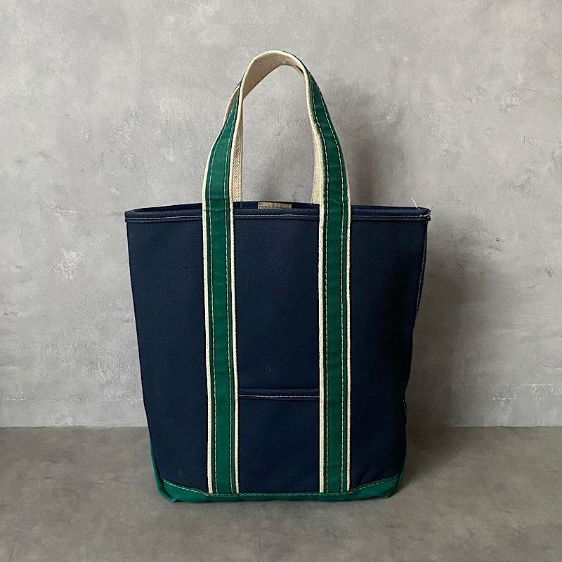 80'S L.L.BEAN Deluxe Tote Bag TALL SAIZE NAVY/GREEN 80年代