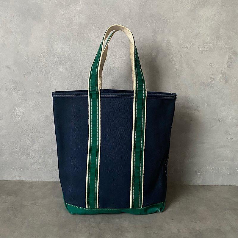 80'S L.L.BEAN Deluxe Tote Bag TALL SAIZE NAVY/GREEN 80年代