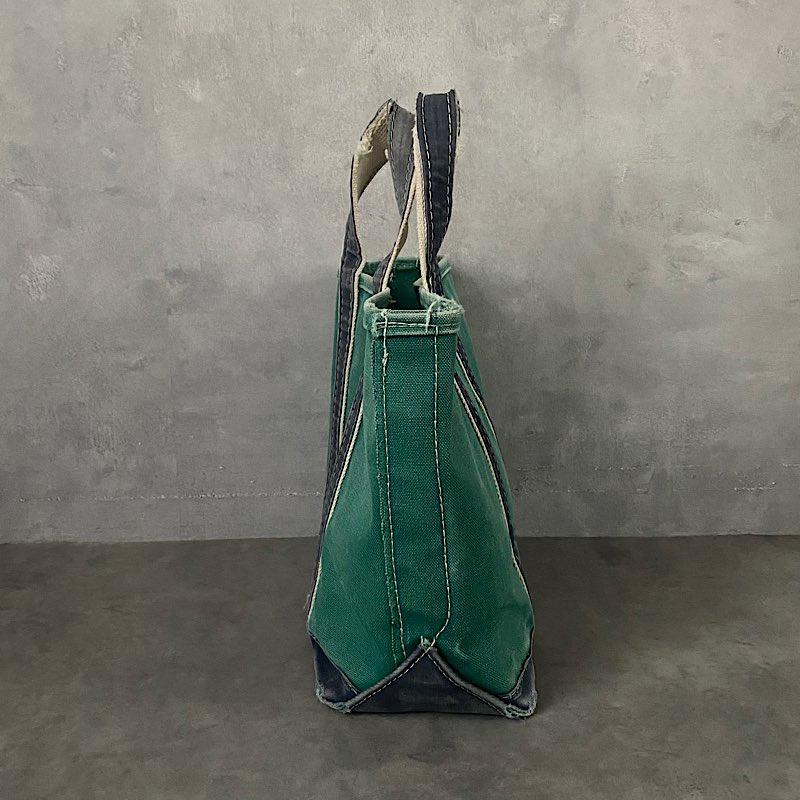 80's L.L.BEAN Deluxe Tote Bag MEDIUM GREEN/NAVY Made in USA 80年代
