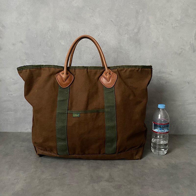 90's L.L BEAN Leather Handle Canvas Tote BAG BROWN/LARGE 90年代