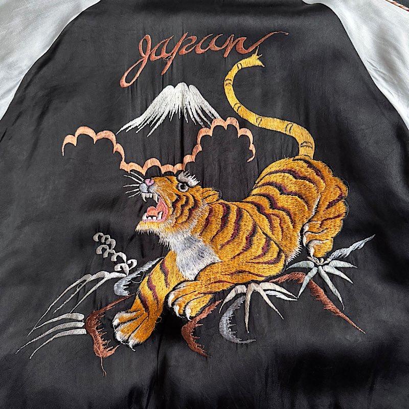 BIG SIZE 50's JAPAN Souvenir Jacket Reversible Tiger&Eagle BLACK