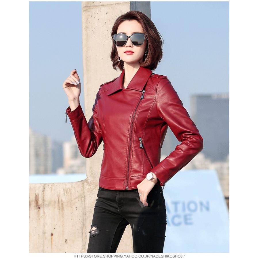 ラム革 レディース革ジャン 秋冬 レザージャケット ライダース