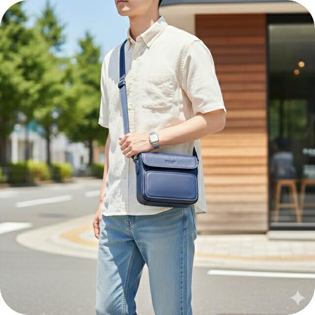 COACH メッセンジャーバッグ レザー 斜め掛け ネイビー ホワイト COACH