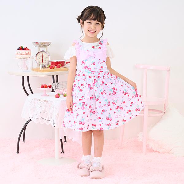 mezzo piano メゾピアノ(mezzo piano)35th復刻イチゴ柄 エプロン 3点