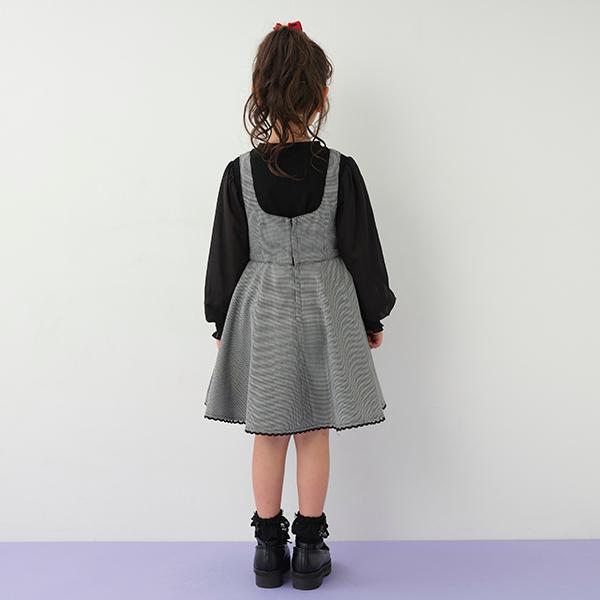 mezzo piano メゾピアノ(mezzo piano)千鳥柄ジャンパースカート【60