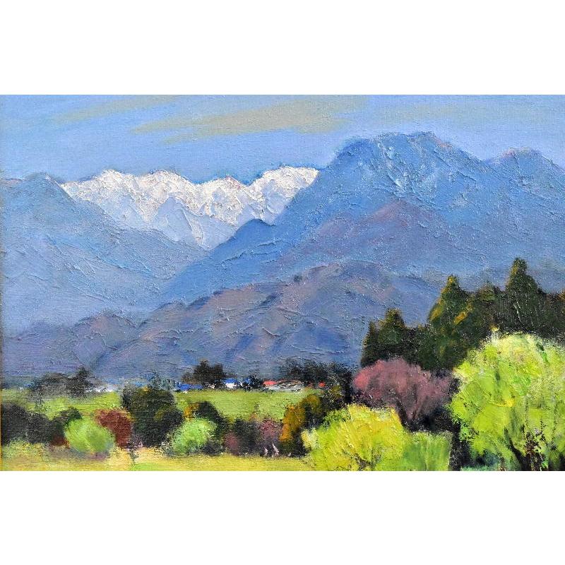 赤羽忠親 「芽吹きの頃（安曇野）」 風景画 油彩 F8号 真作保証 新品