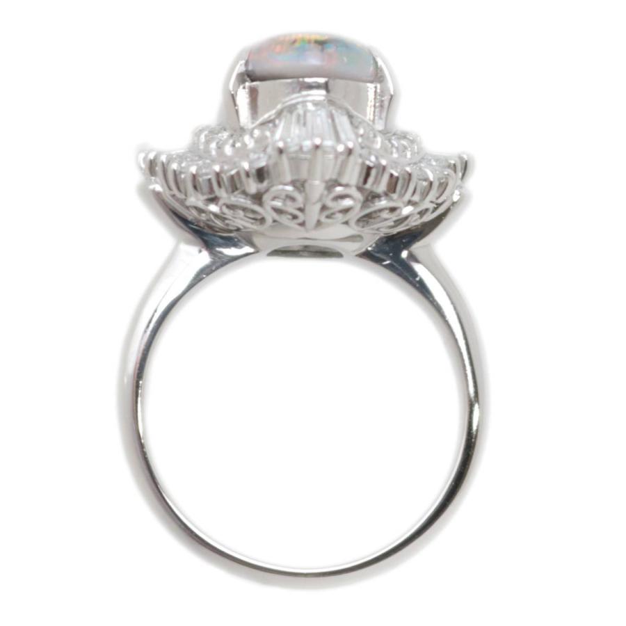 オパールリング 指輪 Pt900/プラチナ900 天然ブラックオパール 2.89ct