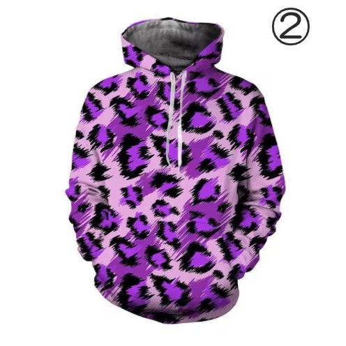 フード付き ヒョウ柄 パーカー アウター 防寒 豹 レオパード ブルー