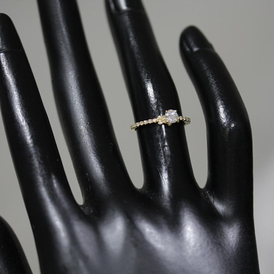 AHKAH（アーカー） ダイヤ0.2ctリング 6号 K18YG メレダイヤ0.1 鑑