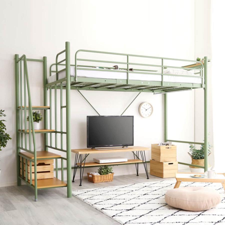 ニトリ（NITORI） ベッド 高さ2段階式階段付きロフトベッド (GR)2口