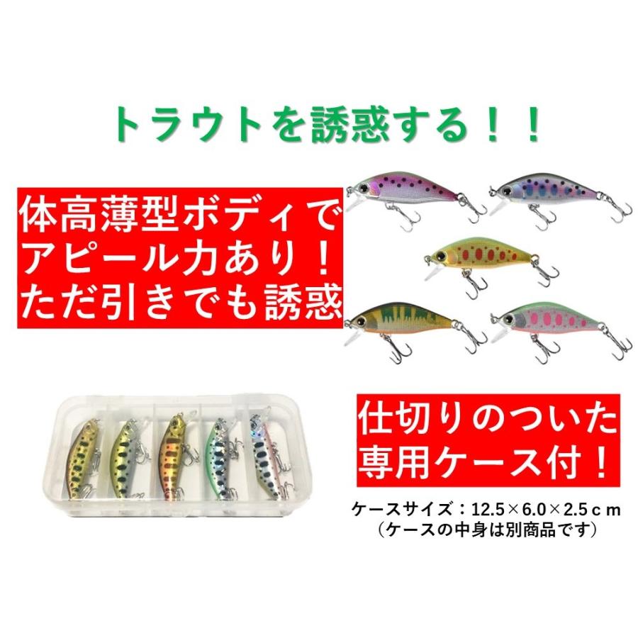 釣具 ルアー 4.5g 誘う ヒラうち系 トラウトミノー 5色 ルアーセット