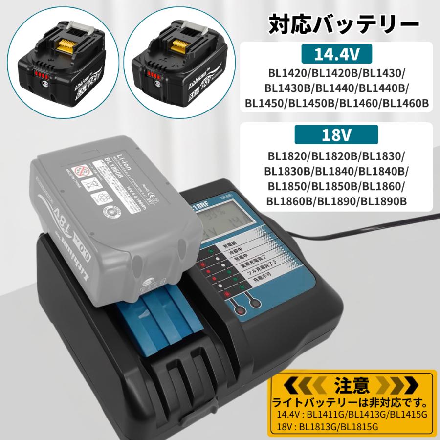 マキタ（makita） 互換 14.4V バッテリー BL1460B 6.0Ah 4個 充電器