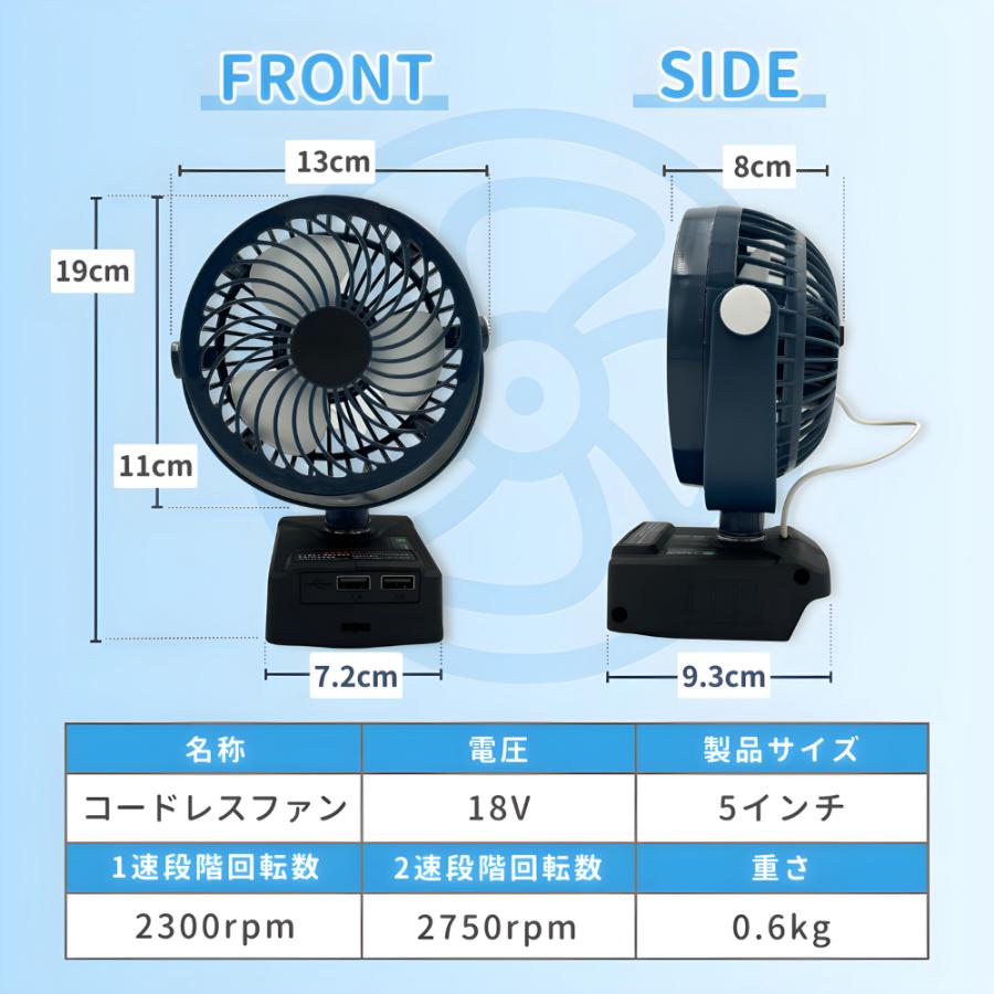Longsafe マキタ 互換品 充電式 扇風機 卓上 ファン 静音 小型