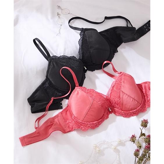 ニッセン（nissen） ブラジャー MTF マット サテン レース MTF脇高