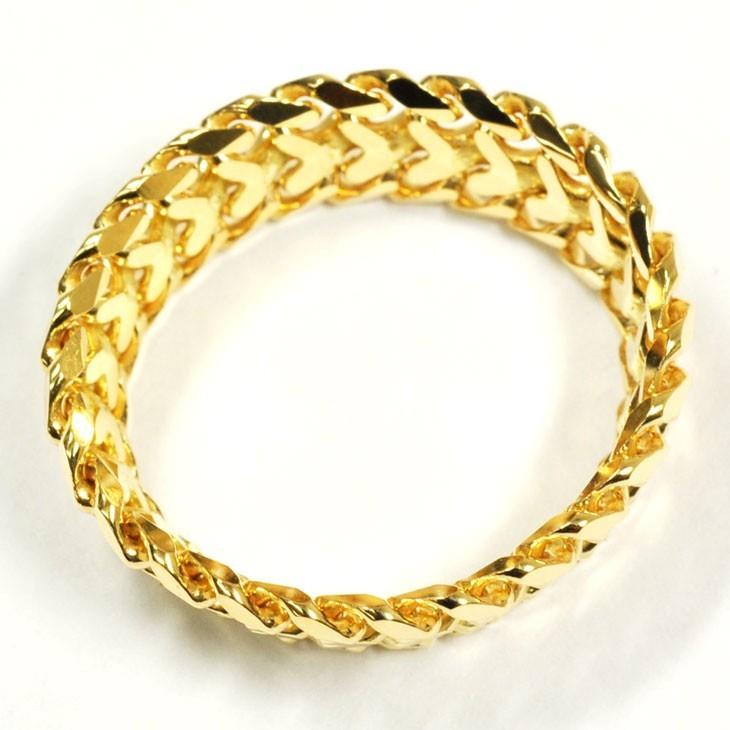 K18 6.6mm幅 喜平チェーンリング 新品 5〜7号 18金 ピンキーリング