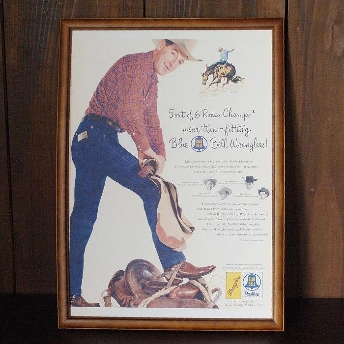 ジーンズ イラスト 広告ポスター & 額縁 セット ◇ ラングラー ブルー