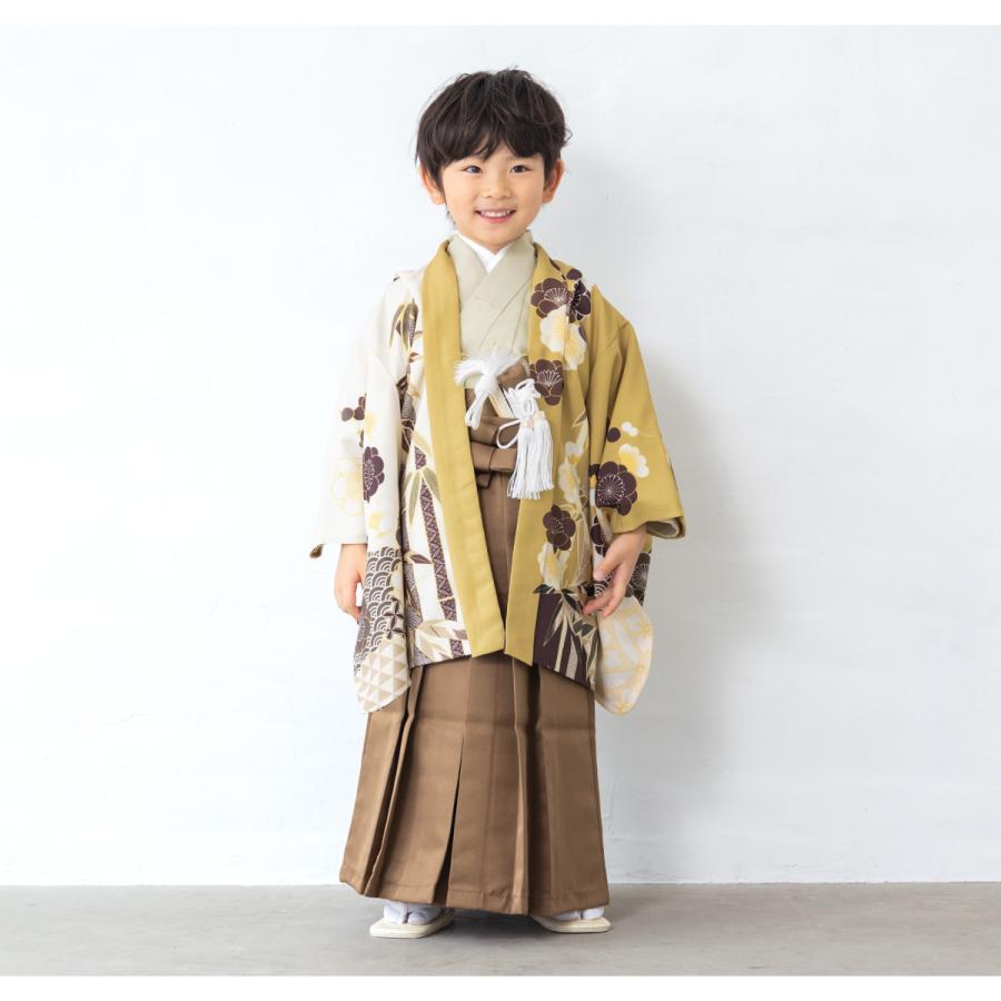 七五三 フルセット レンタル 5歳 着物 羽織 男の子 袴セット 芥子 黄色