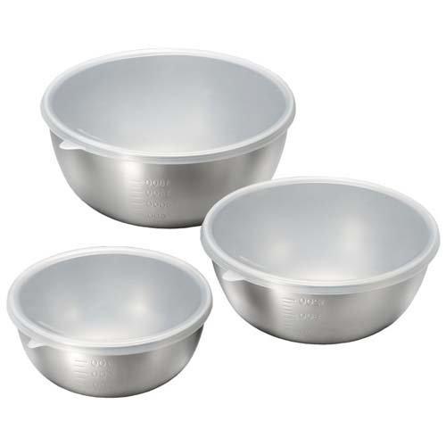 燕三 シリコーン蓋付ステンレスボール3点セット EM-047 ( 1セット