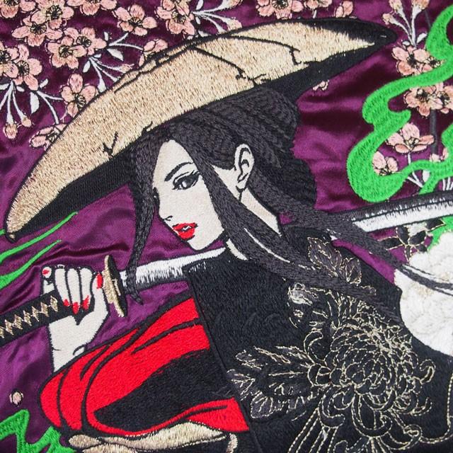 抜刀娘 スカジャン メンズ レディース 妃那 木枯らし 刺繍