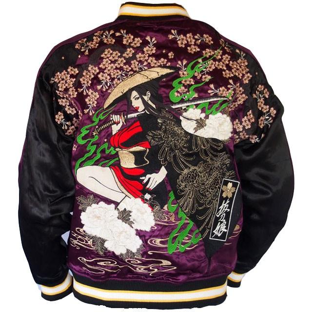 抜刀娘 スカジャン メンズ レディース 妃那 木枯らし 刺繍