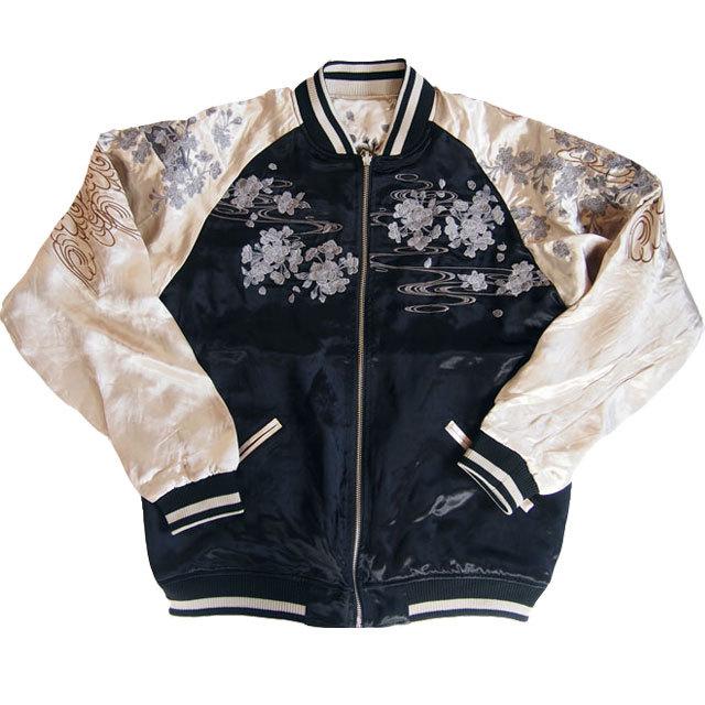 絡繰魂 スカジャン メンズ 粋 夜ノ狼 刺繍スカジャン リバーシブル 和