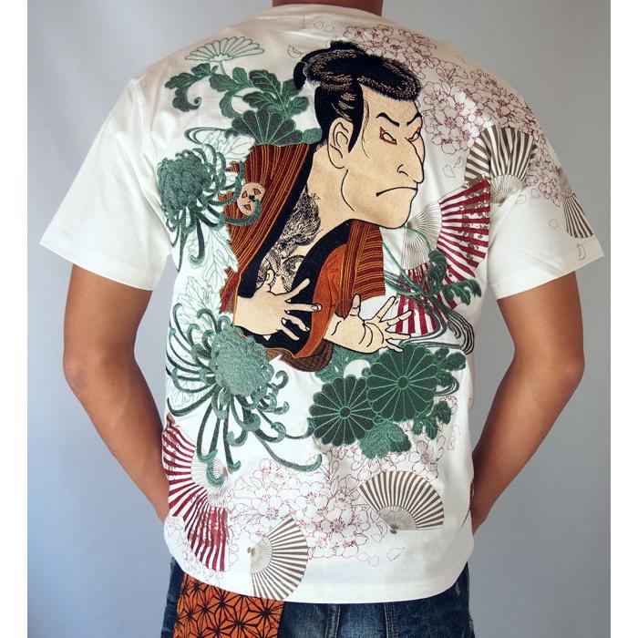 絡繰魂 和柄tシャツ 浮世絵刺繍「東洲斎 写楽」半袖Tシャツ tシャツ