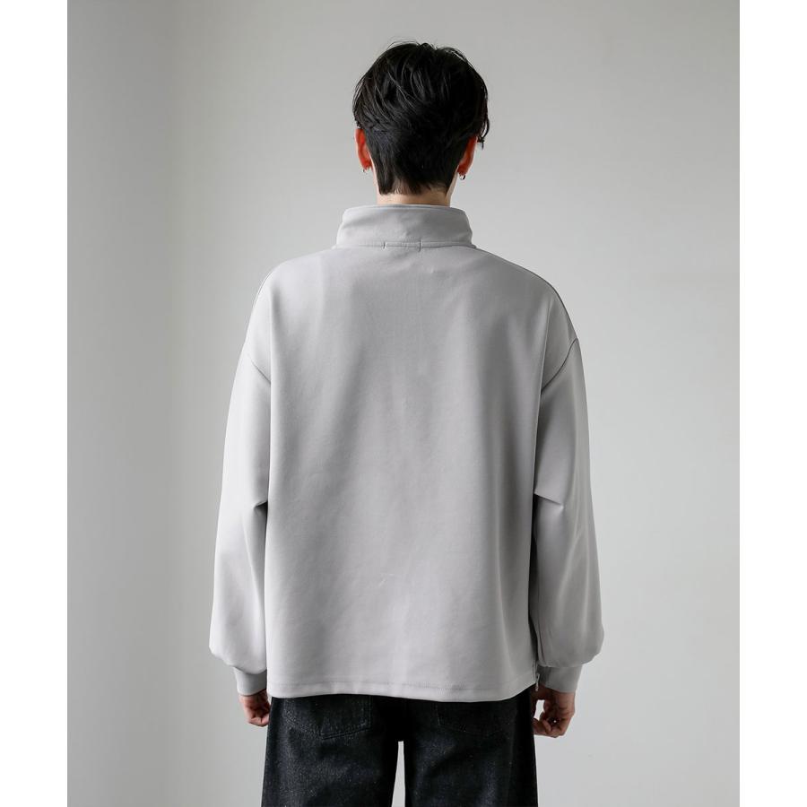 ハーフジップ メンズ コットン ポンチ カットソー S M L XL ブラック