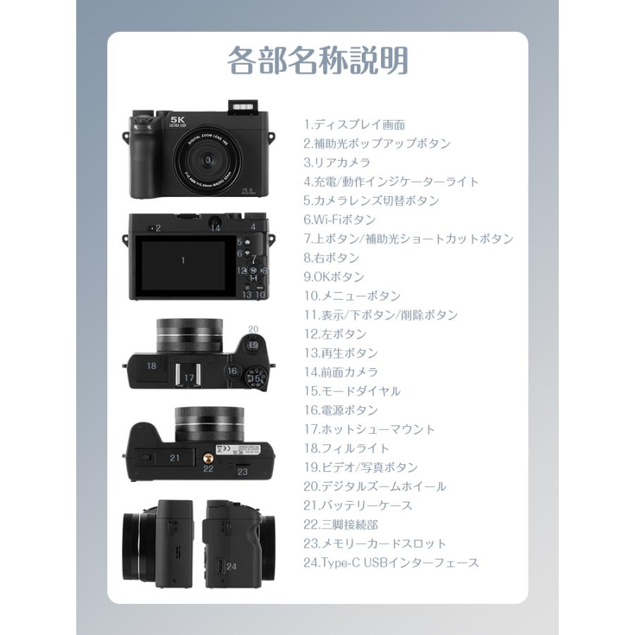 12,980円→9,480円12時間限定】デジタルカメラ トイカメラ 5k 7200万