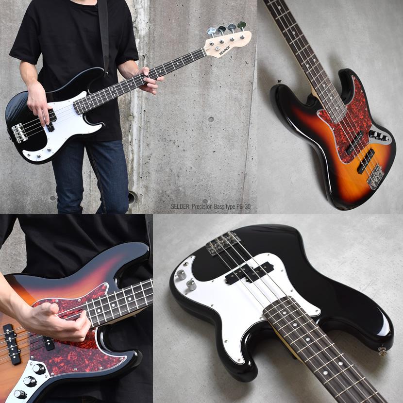 SELDER エレキベース 左利き用 JB-37LH/PB-37LH 13点初心者セット
