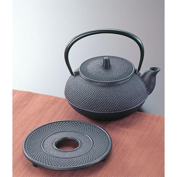 岩鋳（IWACHU） 南部鉄器 鉄瓶兼用 新急須 3型アラレ セット （釜敷付